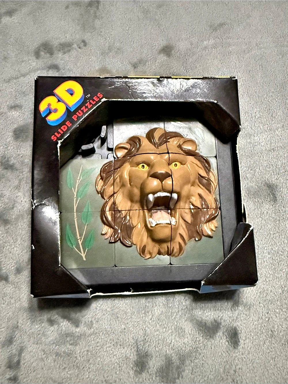 Vintage 1994 DaMert 3D Slide Puzzle Lion Travel Puzzle Boxed